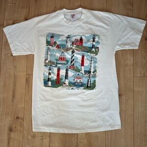Vintage 1991 Jerzees East Coast Atlantic Ocean Lighthouses Shirt